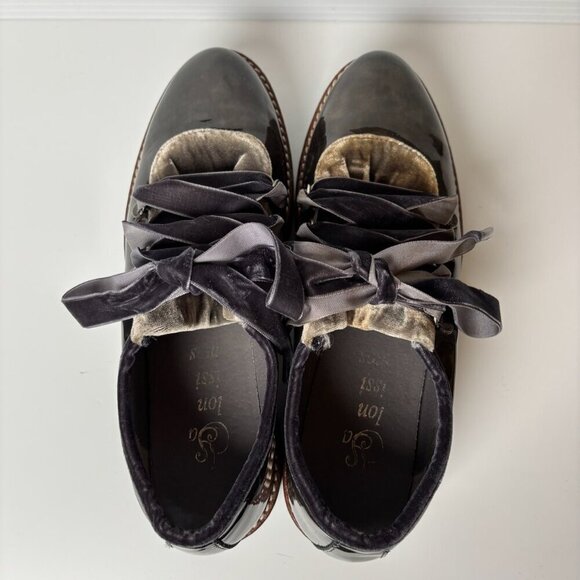 Salonissimos Women Chunky Oxford Sz 6.5-7 US Y2K Velvet Laces Fairy Grunge Goth - Picture 5 of 12